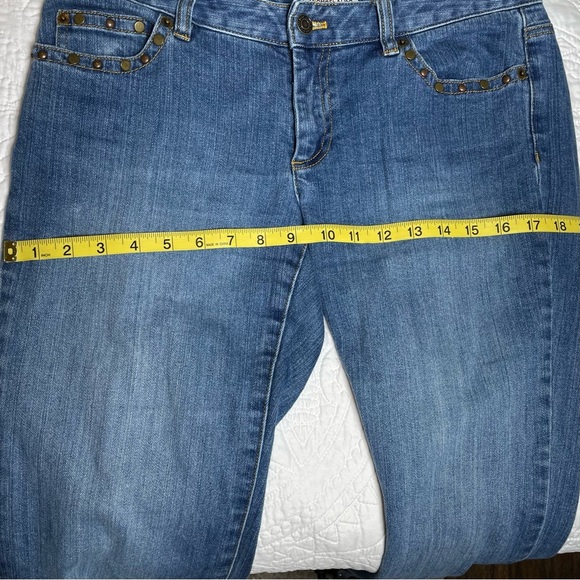 Michael Kors Classic Boot Cut Blue Jeans with Stud Trim Size 8 Stretch - Picture 10 of 13